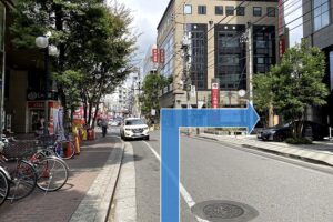 5. 「川口信用金庫」の横のT字路で右に曲がります